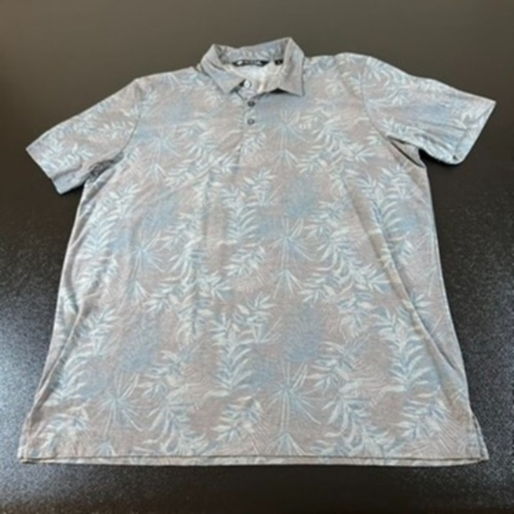 Travis Mathew Golf Polo‎ Shirt Tropical Print Moisture Wicking Mens Extra Large